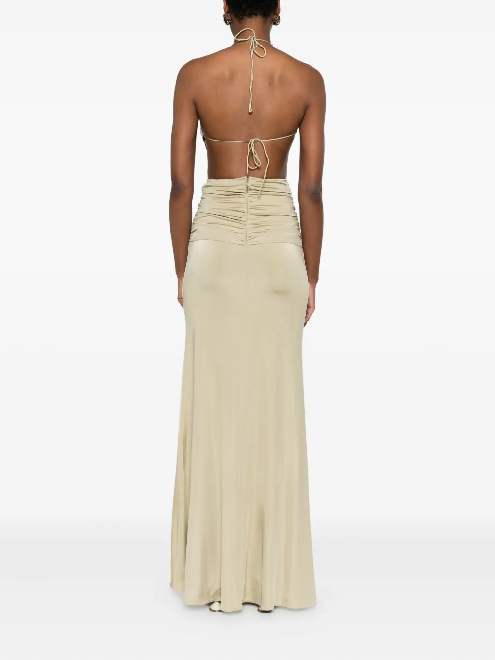 The New Arrivals Ilkyaz Ozel Euphorie avondjurk met gesmockt detail Beige