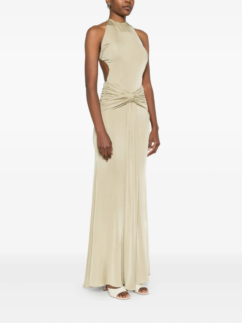 The New Arrivals Ilkyaz Ozel Euphorie avondjurk met gesmockt detail Beige