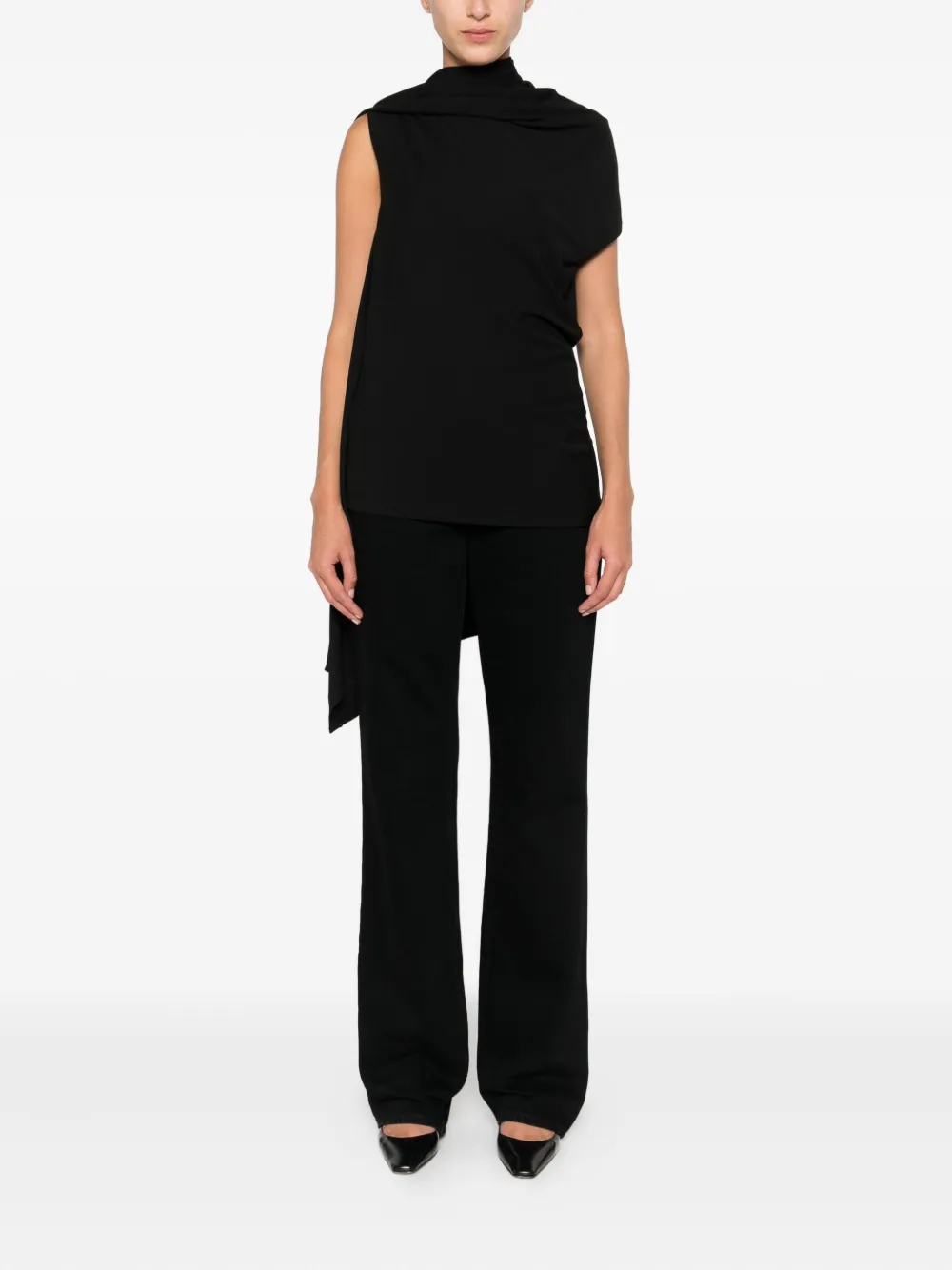 The Row Isadra Draped One-shoulder Top In Black