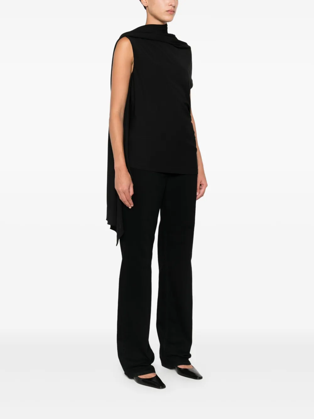 The Row Isadra gedrapeerde asymmetrische top Zwart