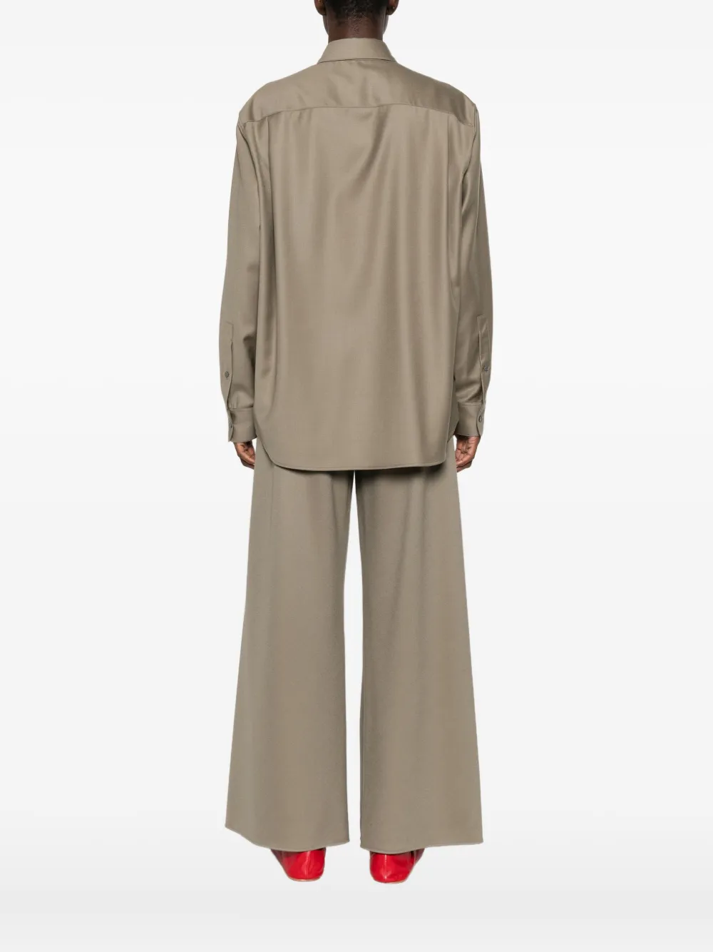 The Row Pino blouse van scheerwol Groen