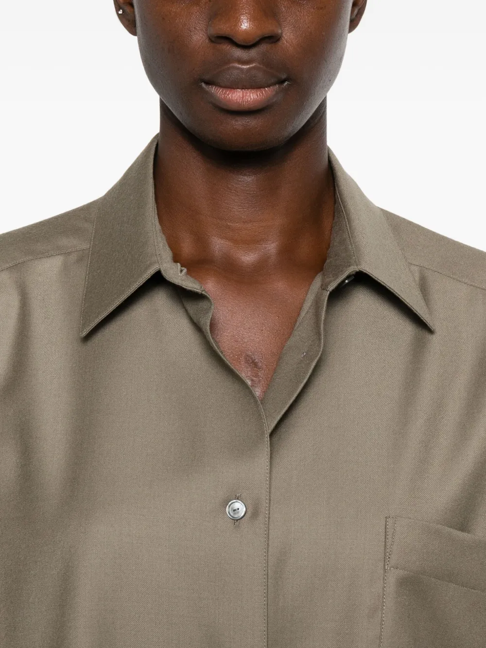 The Row Pino blouse van scheerwol Groen