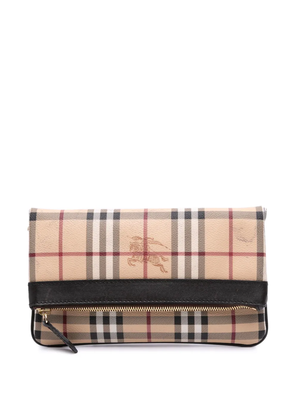 Burberry Pre-Owned 2000-2017 Haymarket Check Coated Canvas Adeline Fold over clutch bag | Brown | Image 1