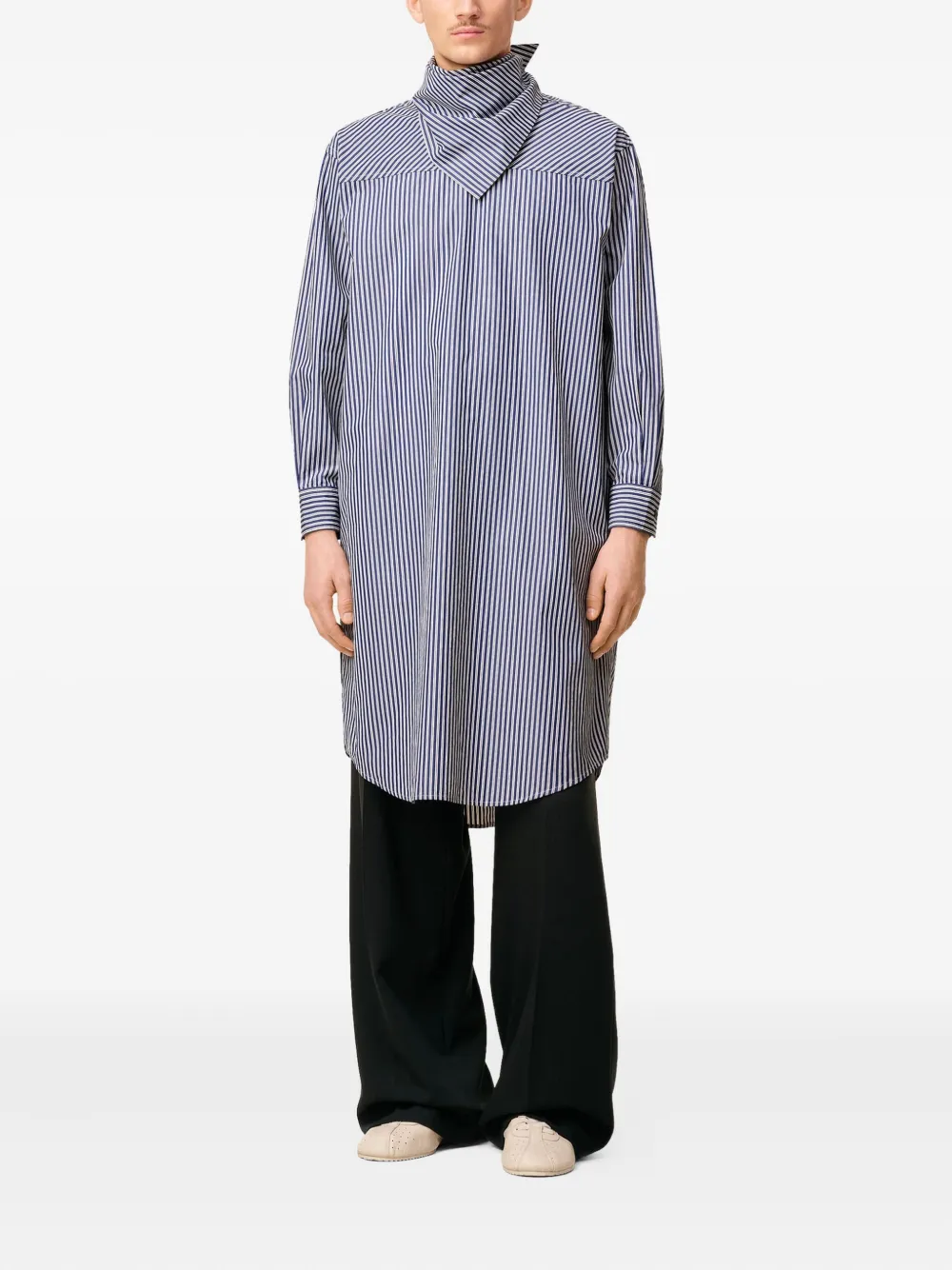 AMI Paris Gestreept shirt met bandanakraag Blauw