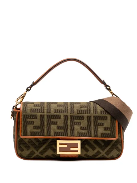 Fendi Pre-Owned bolsa satchel Zucca Embroidered Canvas Baguette 2010-2024