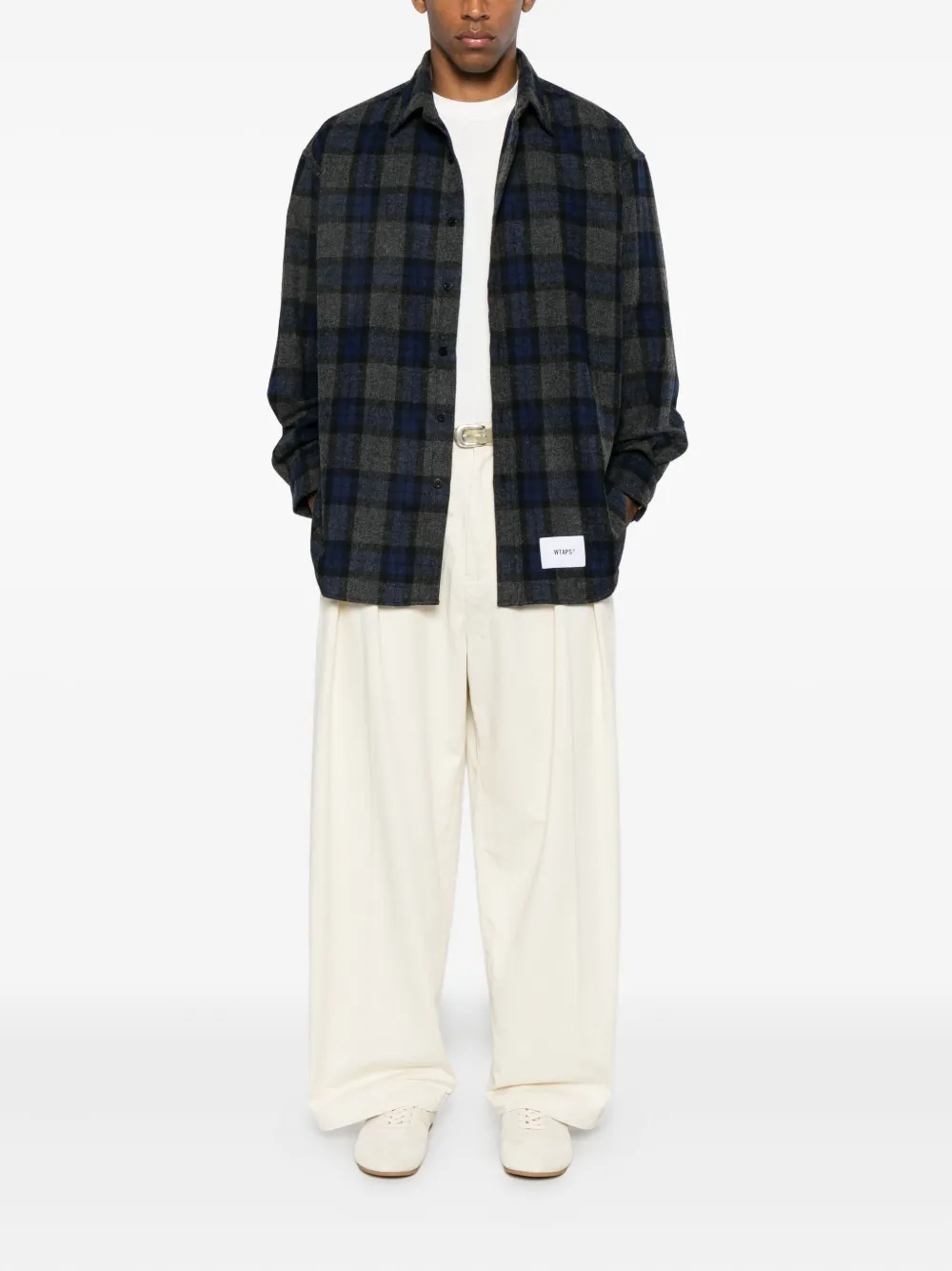 WTAPS flannel buttoned shirt - Blauw