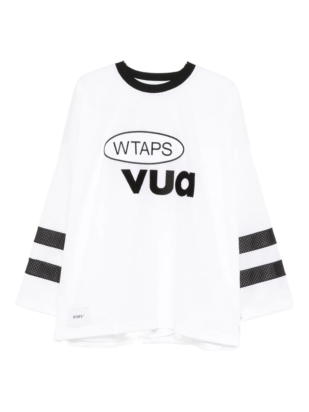 Wtaps Netminder Logo Striped-detail T-shirt In White