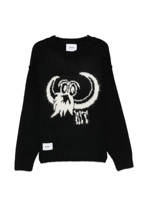 WTAPS tröja med rundad hals och grafiskt tryck