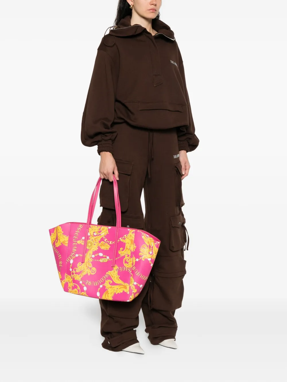 Versace Jeans Couture Shopper met print Roze