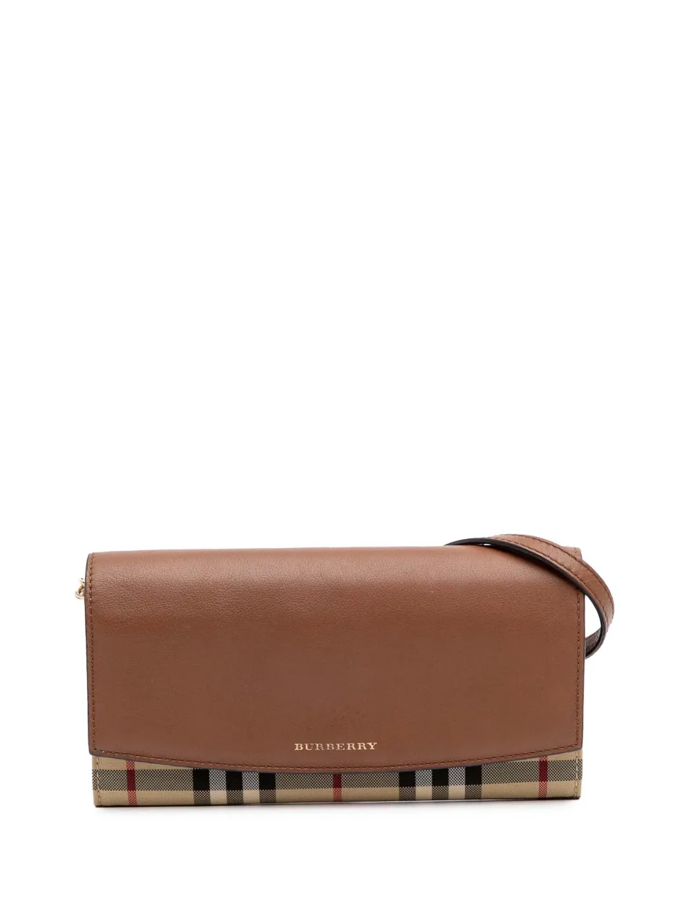 Burberry Pre-Owned 2000-2017 House Check Henley Canvas and Leather Wallet on Chain crossbody bag | Brown | Image 1