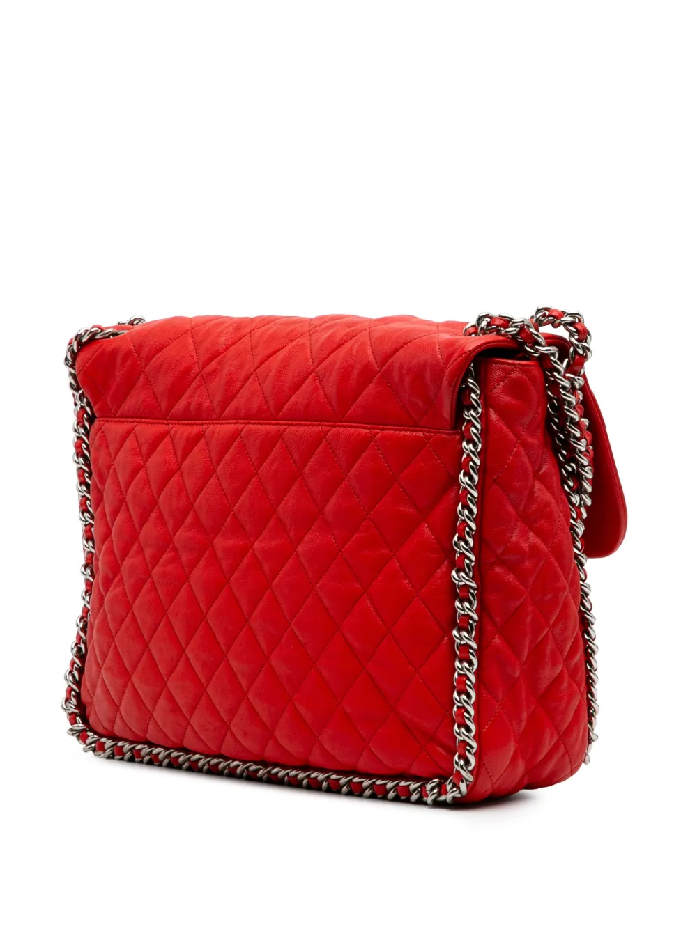 Pre-owned Chanel 2011 Maxi Washed Lambskin Chain Around Flap Shoulder Bag