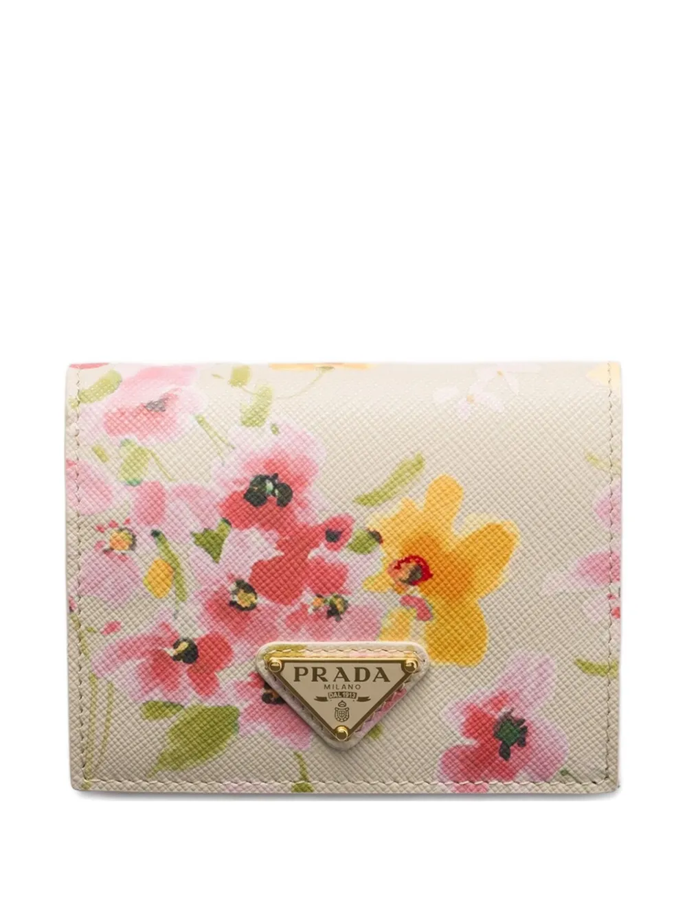 Prada Floral-print Wallet In Neutral