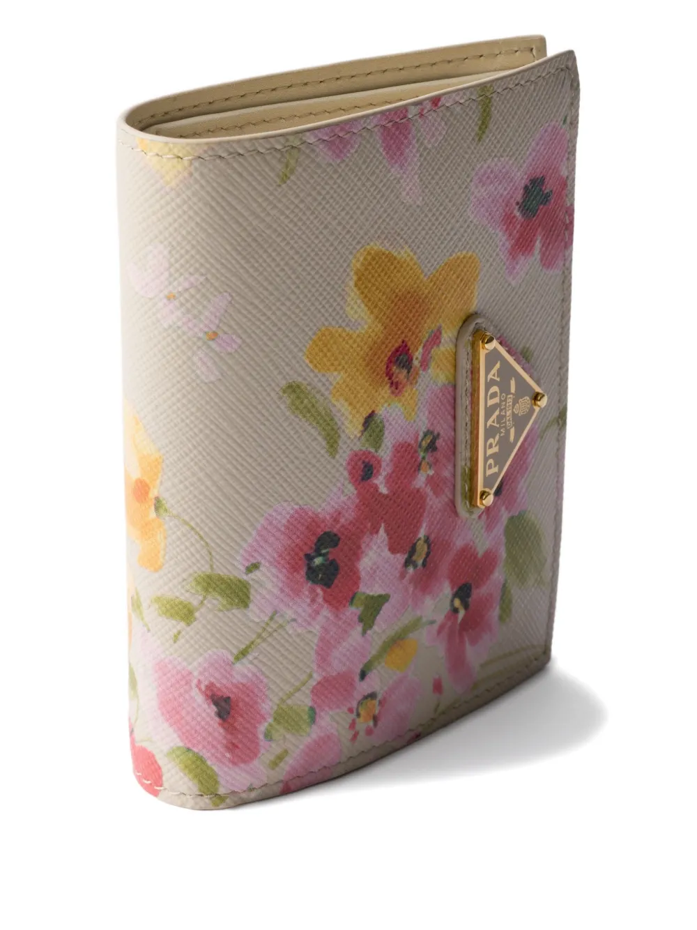 Prada Floral-print Wallet In Neutral