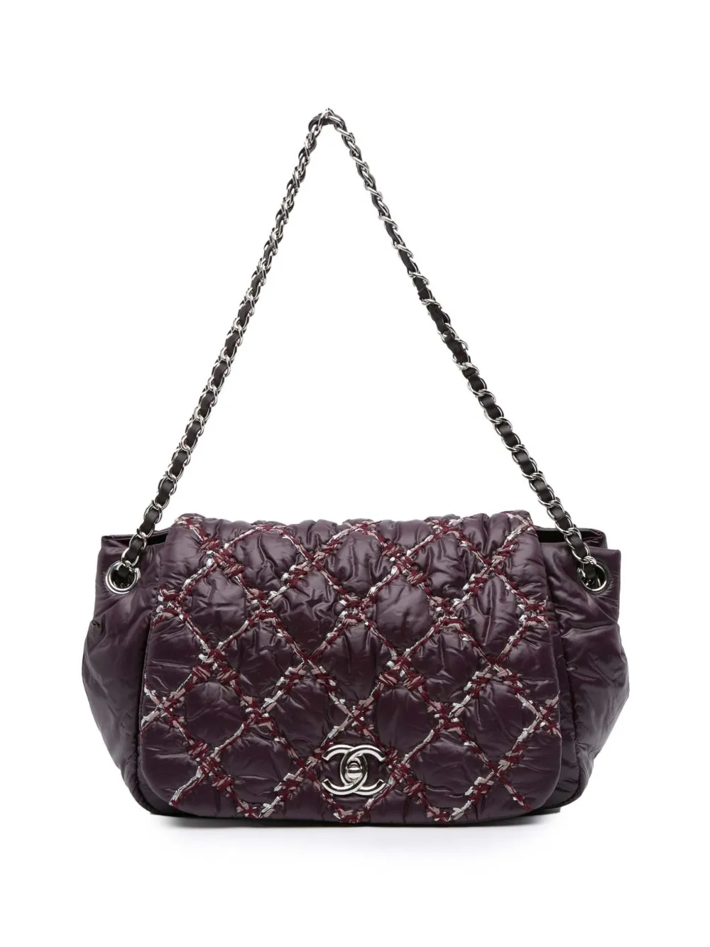 CHANEL Pre-Owned 2010-2011 Paris-Byzance Nylon Tweed On Stitch Bubble Accordion Flap shoulder bag | Red | Image 1
