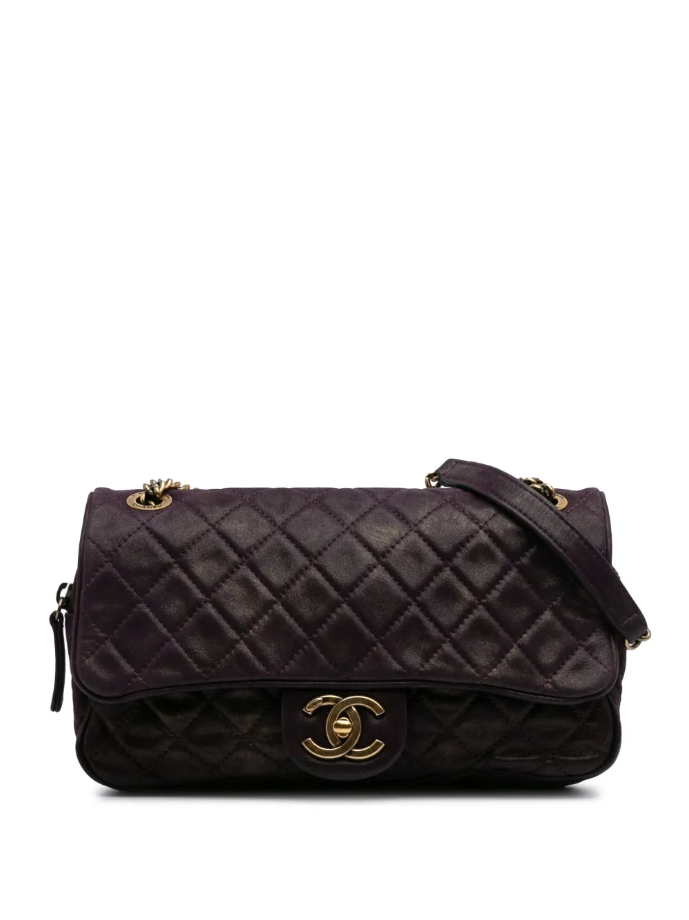 CHANEL Pre-Owned 2012-2013 スモール マトラッセ イリディセント カーフスキン シバ フラップ ショルダーバッグ CHANEL Pre-Owned 2012-2013 スモール マトラッセ イリディセント カーフスキン シバ フラップ ショルダーバッグ