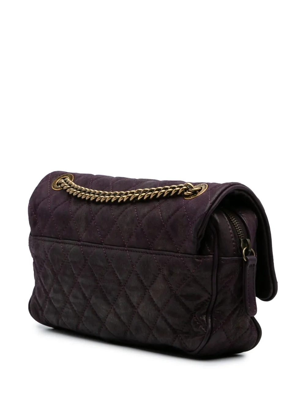 Pre-owned Chanel 2012-2013 Small Quilted Iridescent Calfskin Shiva Flap Crossbody Bag In Purple