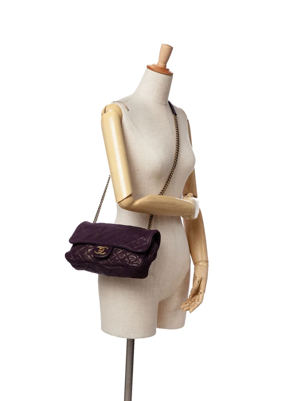 Pre-owned Chanel 2012-2013 Small Quilted Iridescent Calfskin Shiva Flap Crossbody Bag In Purple
