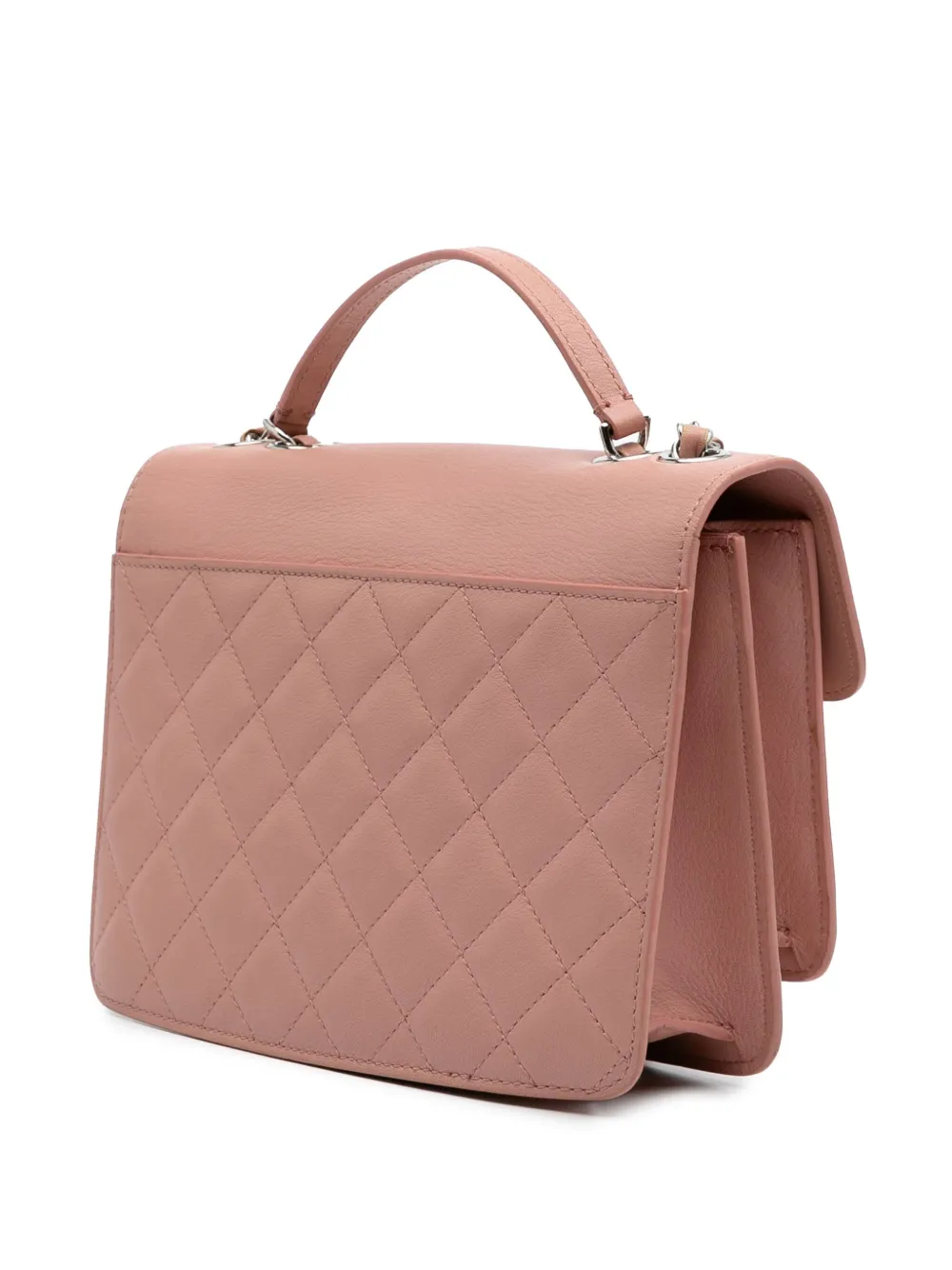 Pre-owned Chanel 2018 Large Quilted Goatskin Cc Box Flap Shoulder Bag In Pink