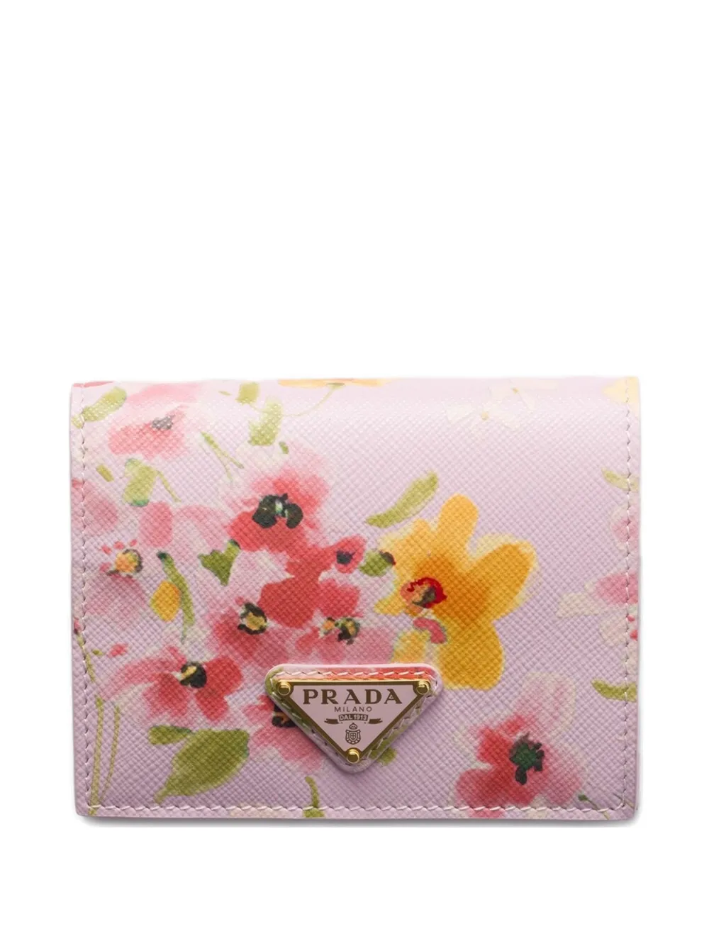 Prada Floral-print Wallet In Pink