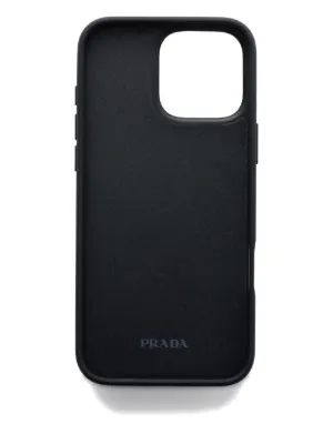プラダ　iPhoneケース ブラック サフィアーノレザー iPhone 15 Pro用カバー | PRADA