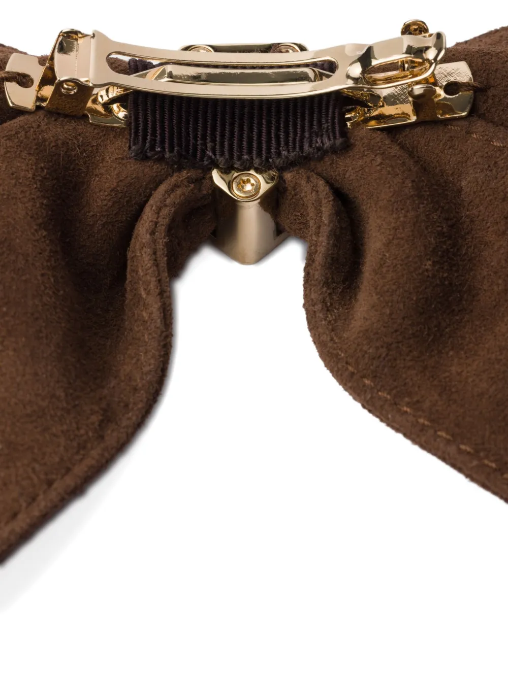 Prada Suède haarclip met strik Bruin