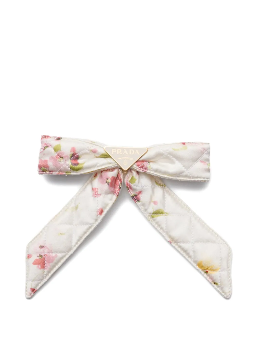 quilted floral-print bow hair clip
