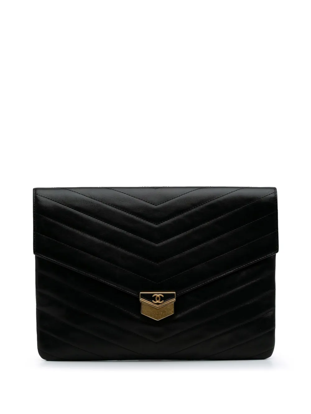 CHANEL Pre-Owned 2018-2019 Paris Hamburg Chevron Lambskin clutch bag - CHANEL Pre-Owned 2018-2019 Paris Hamburg Chevron Lambskin clutch bag -