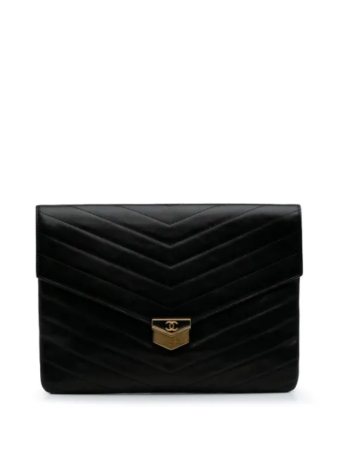 CHANEL Pre-Owned 2018-2019 Paris Hamburg Chevron Lambskin clutch bag