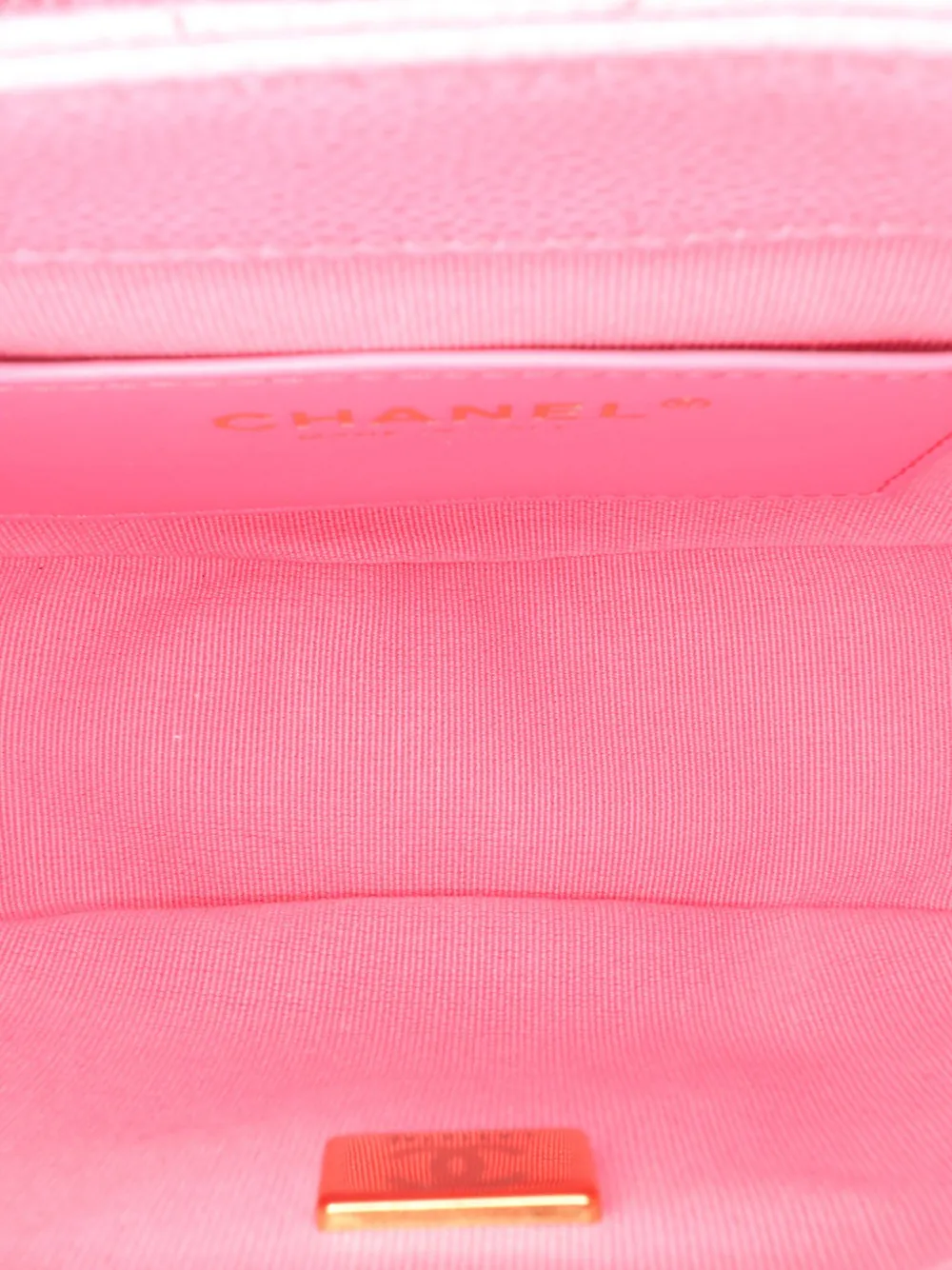 Pre-owned Chanel 2021-2025 Mini Cc Quilted Caviar Messenger Flap Crossbody Bag In Pink