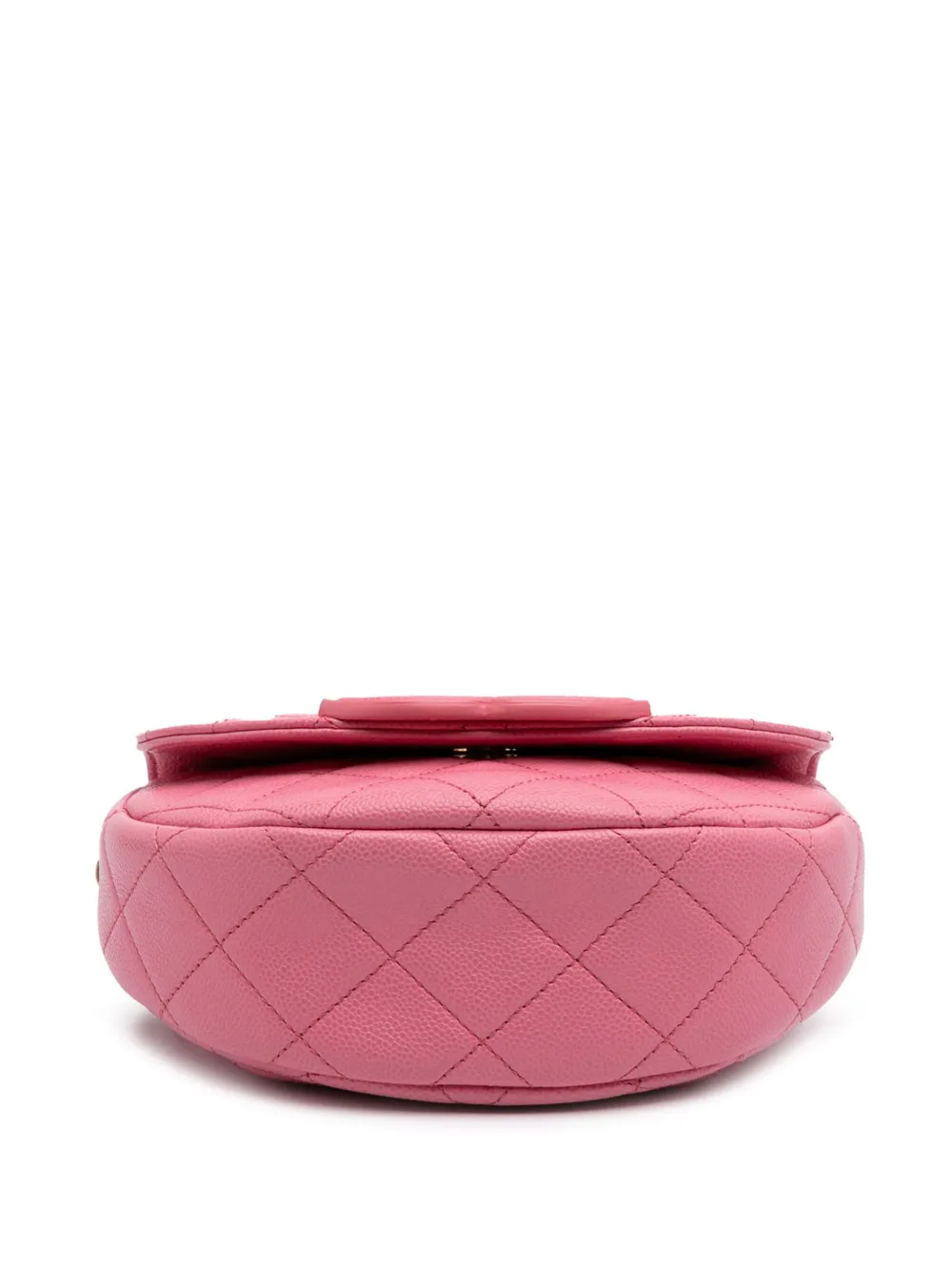 Pre-owned Chanel 2021-2025 Mini Cc Quilted Caviar Messenger Flap Crossbody Bag In Pink