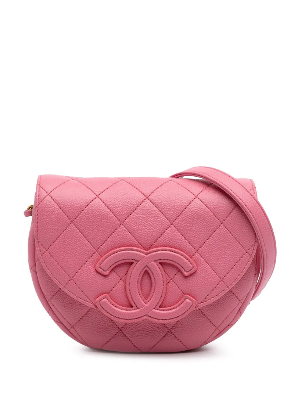 CHANEL Pre-Owned 2021-2025 Mini CC Quilted Caviar Messenger Flap crossbody bag | Pink | Image 1