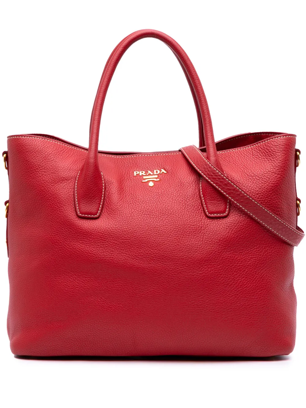 Prada Pre-Owned 2010-2024 Vitello Daino Shopping Tote satchel | Red | Image 1