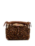 Burberry Pre-Owned 2018-2024 Leopard Print Pony Hair and House Check Canvas Little Crush crossbody bag - Brown