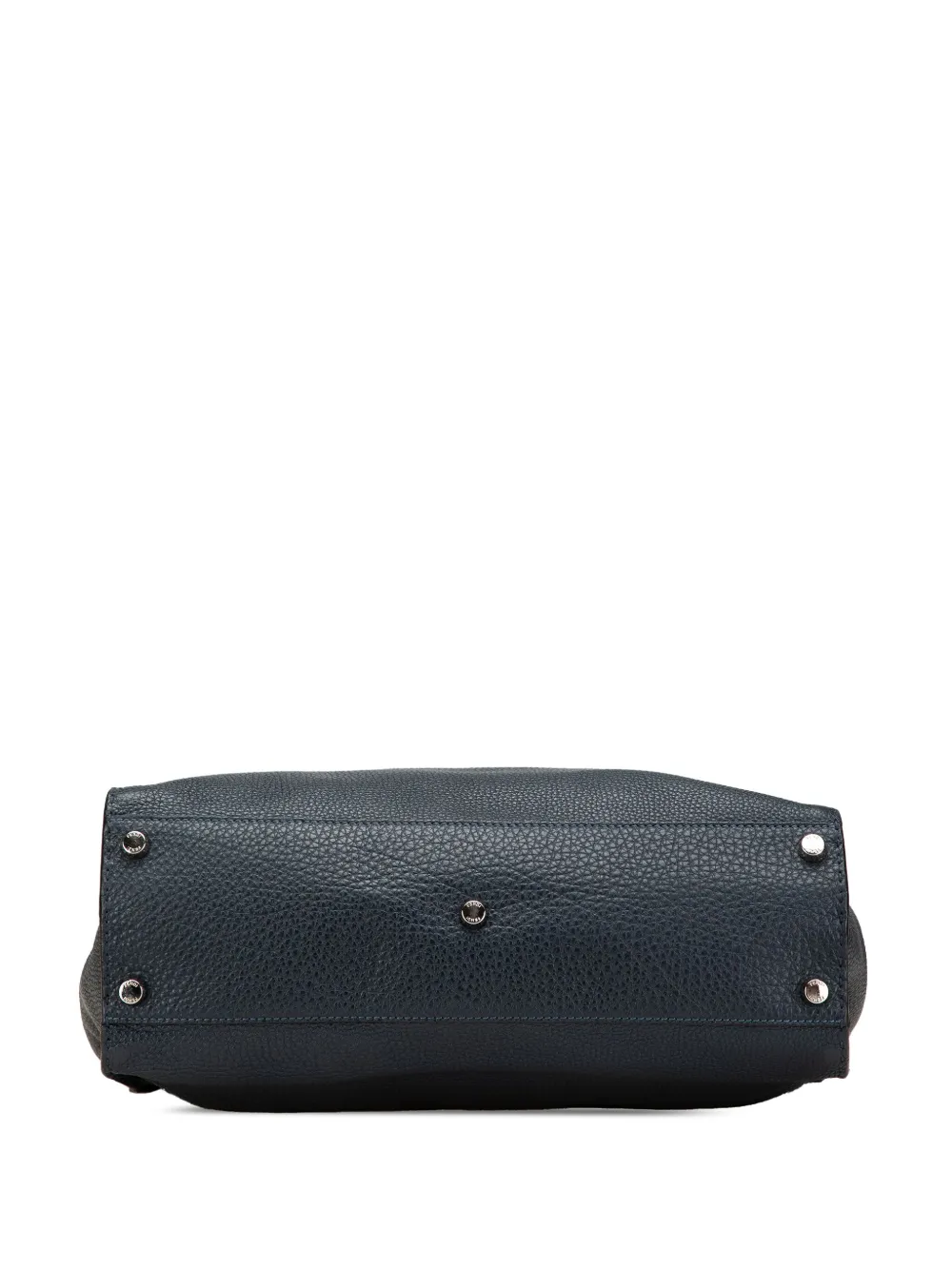 Pre-owned Fendi 2000-2010 Large Leather Peekaboo Iconic Essential Faces Satchel In Blue