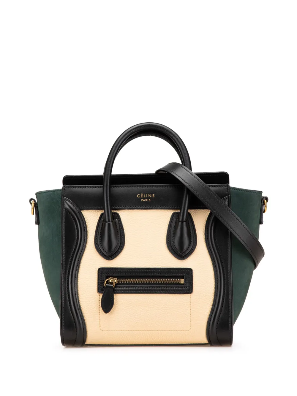 Céline Pre-Owned 2017 Nano Tricolor Nubuck and Calfskin Luggage Tote Céline Pre-Owned 2017 Nano Tricolor Nubuck and Calfskin Luggage Tote