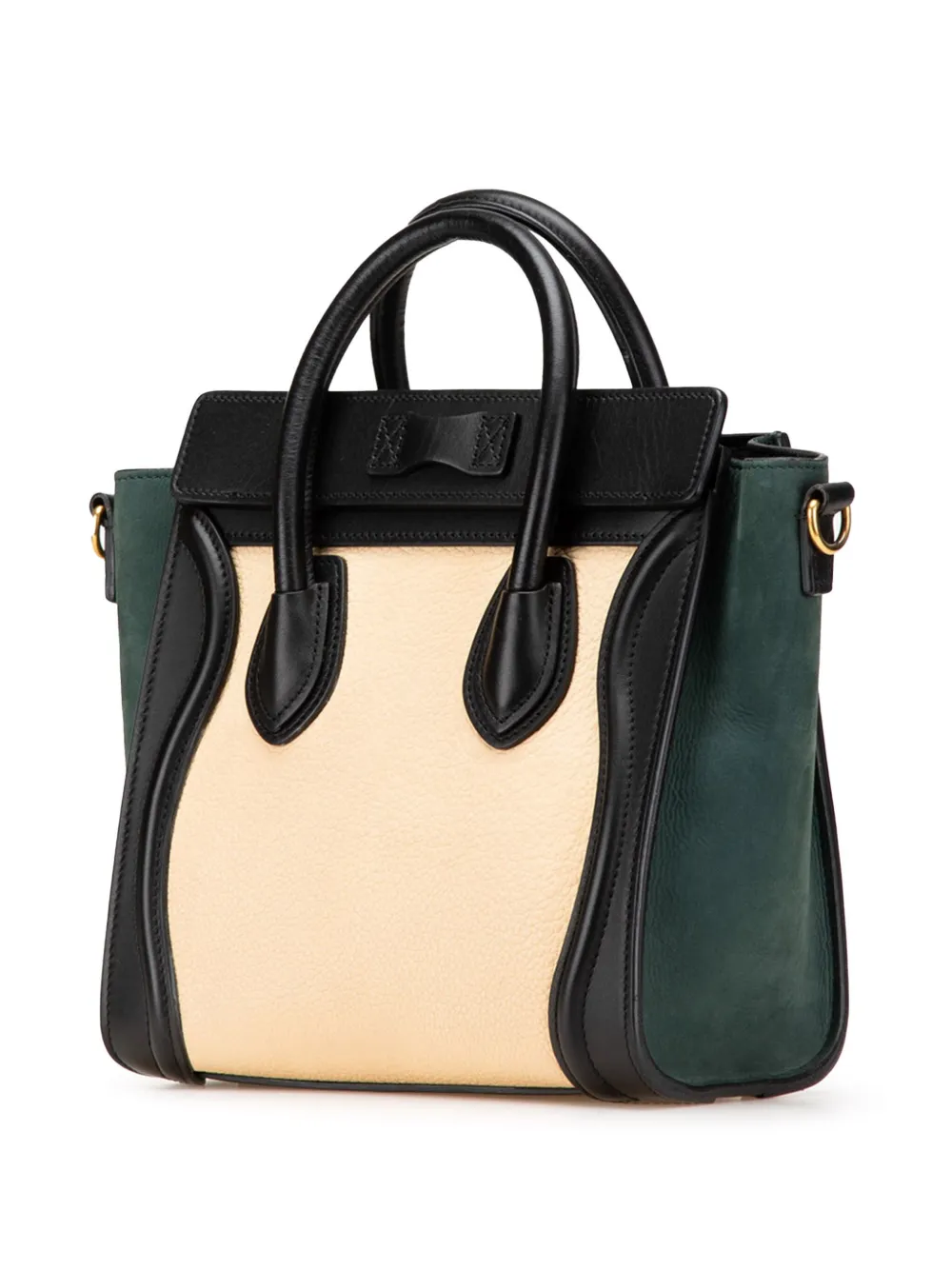 Pre-owned Celine 2017 Nano Tricolor Nubuck And Calfskin Luggage Tote Satchel