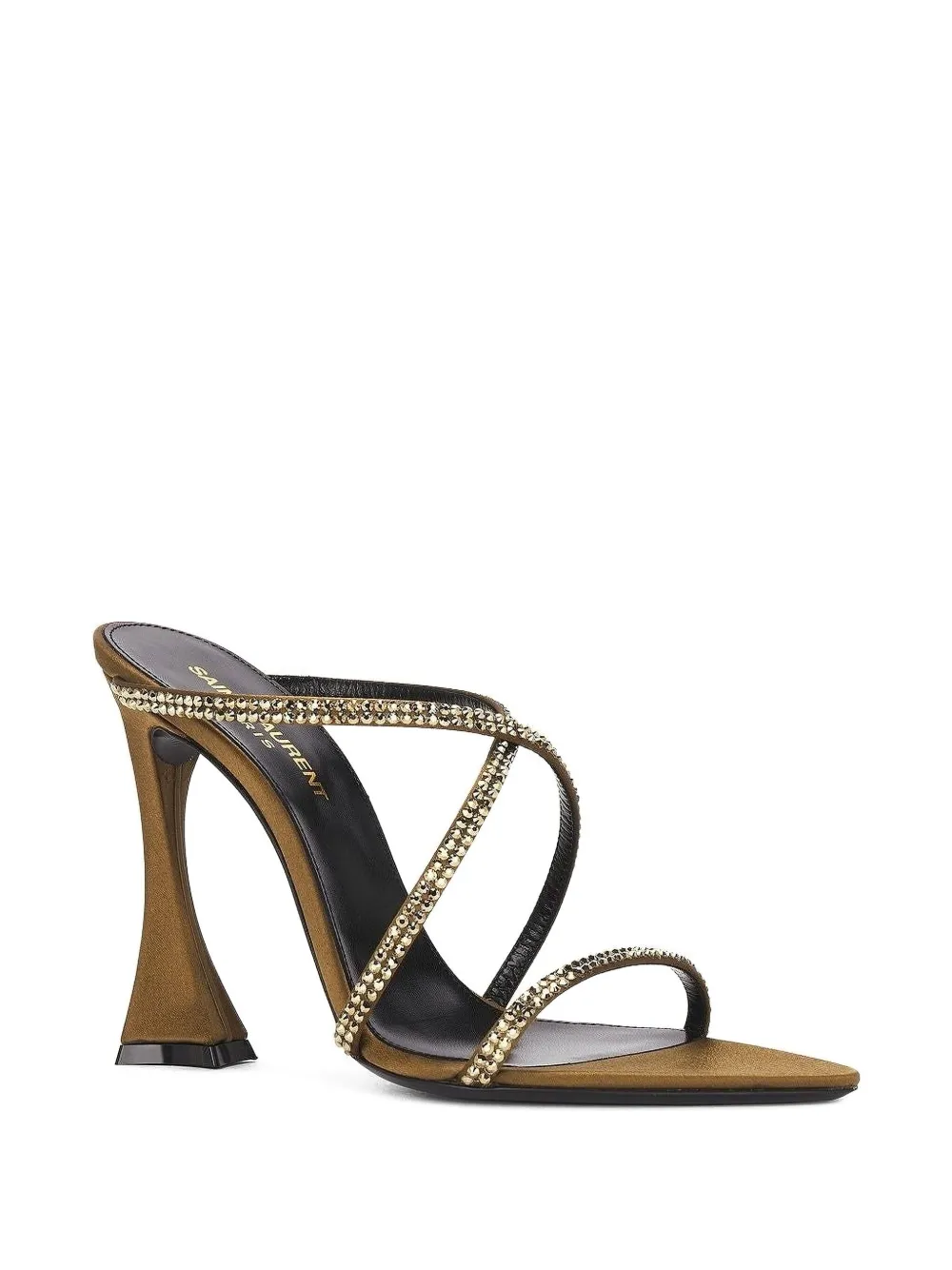 Saint Laurent Sandalen verfraaid met kristallen Bruin