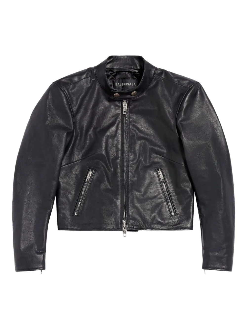 cropped leather biker jacket