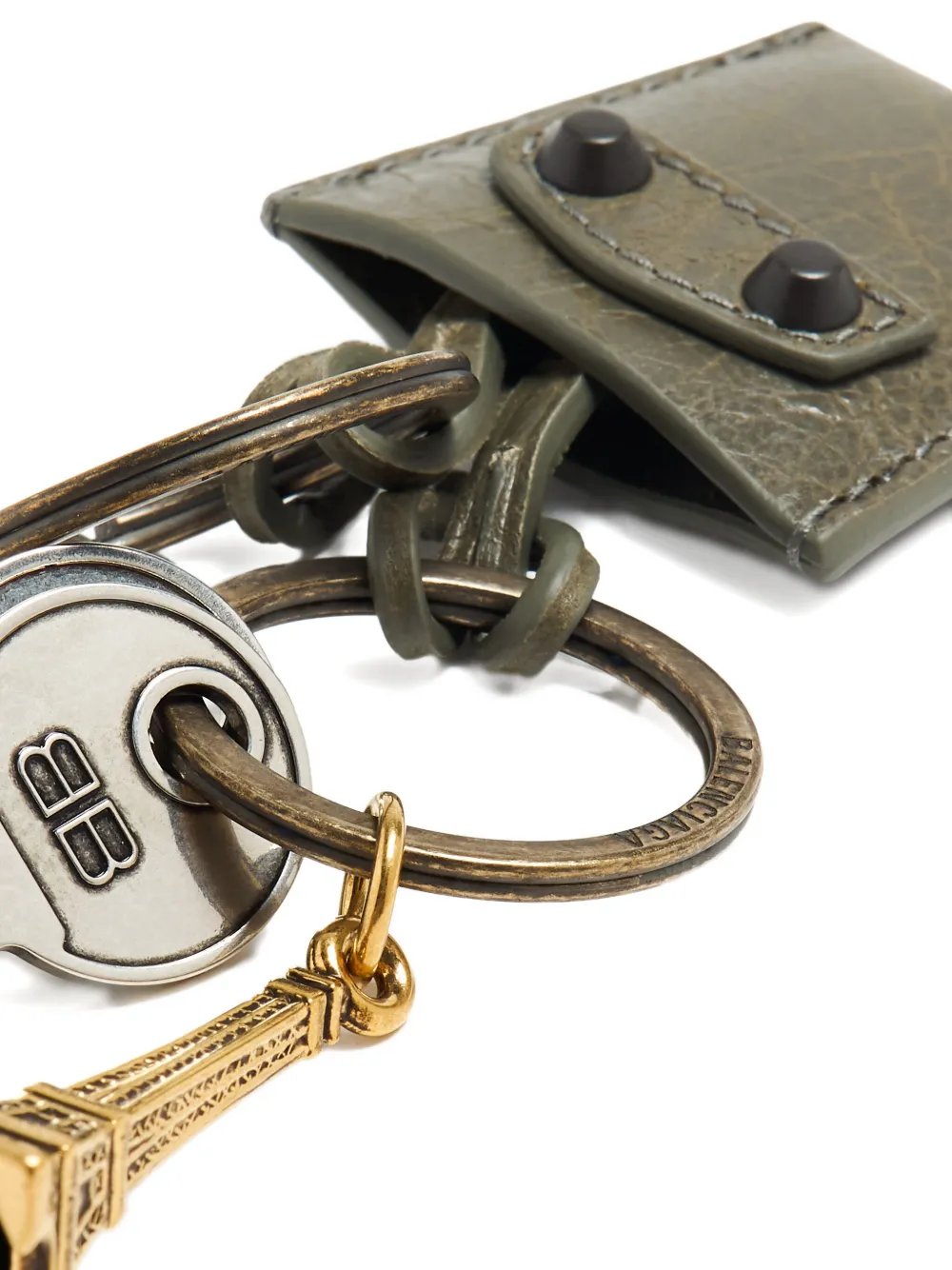 Balenciaga Le City Eiffel Khaki Pendant Keychain In Green