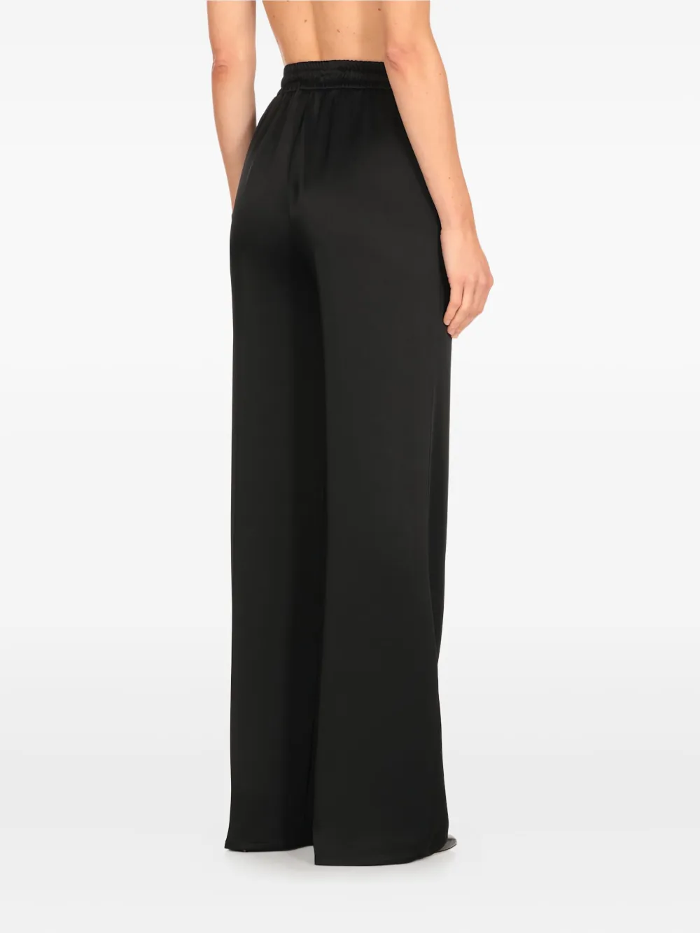 Herno Wide Leg High Waist Satin Trousers For Women In Black