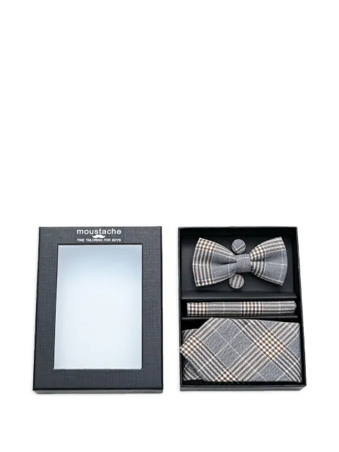 Moustache plaid-check accessory set