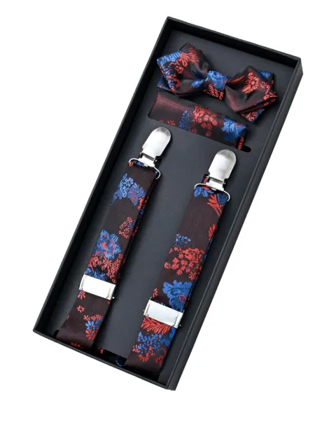 Moustache floral-jacquard accessory set