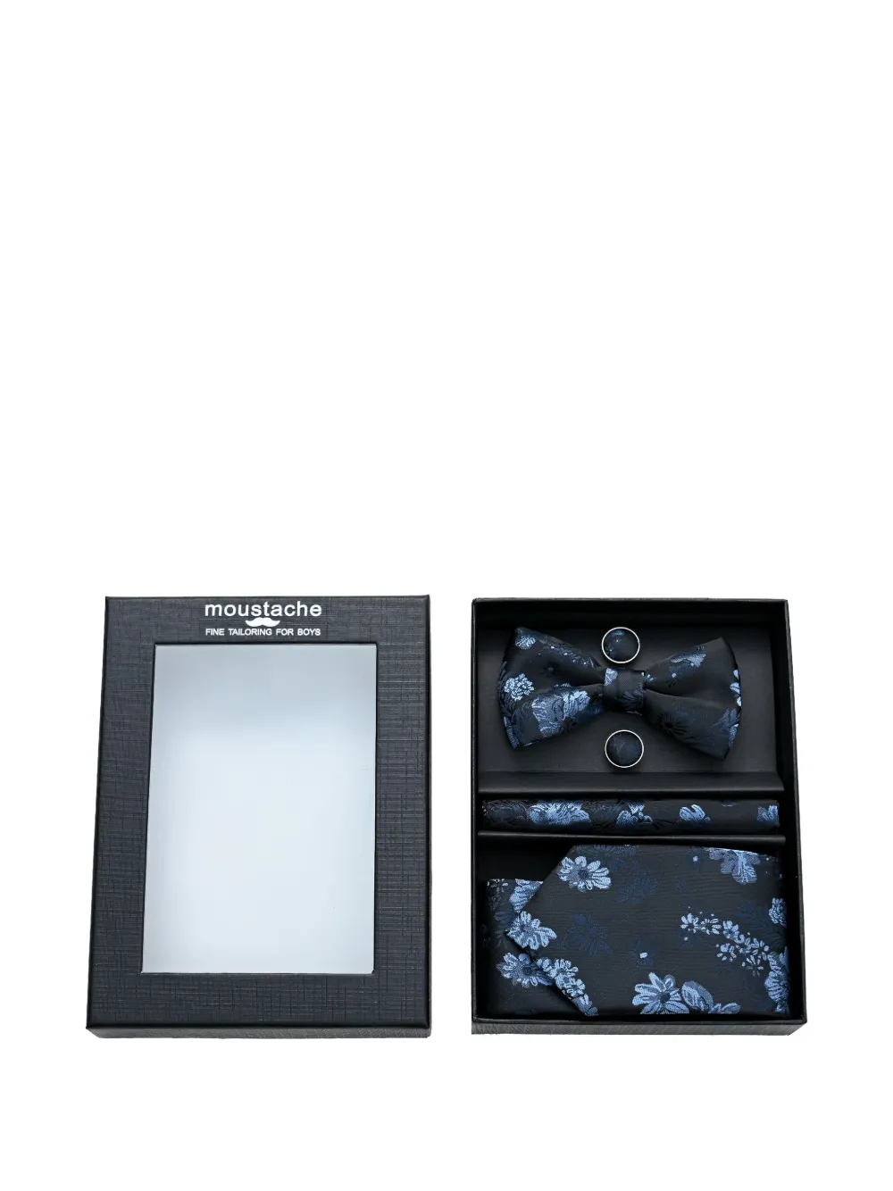 Moustache Floral-jacquard Accessory Set - Blue 