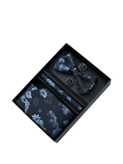 Moustache floral-jacquard accessory set