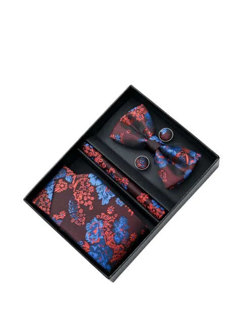 Moustache floral-jacquard accessory set