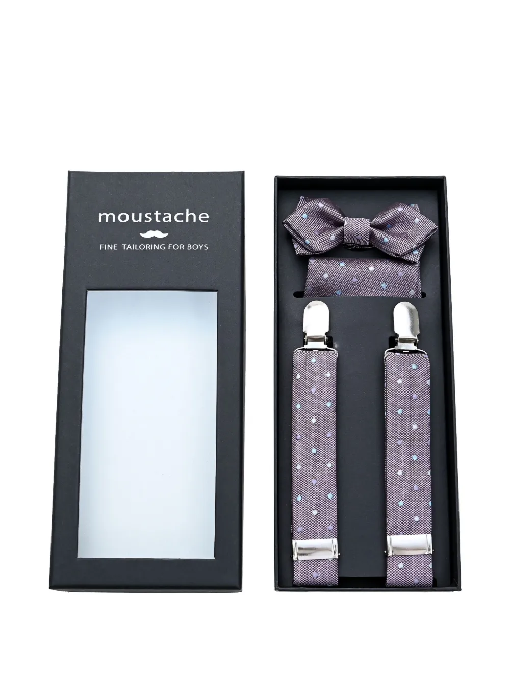 Moustache Polka-dot Accessory Set In Purple