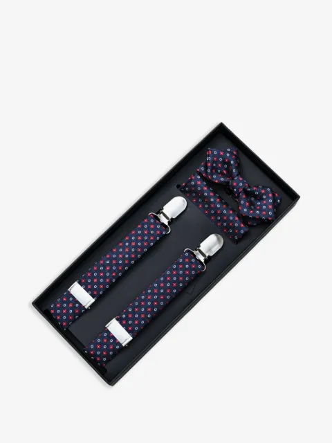 Moustache floral-jacquard accessory set