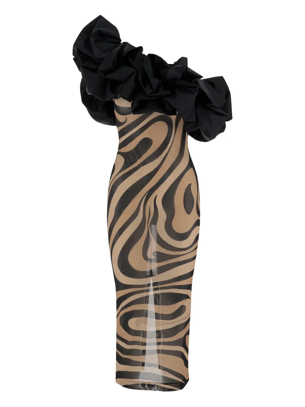 PUCCI marmo-print one-shoulder dress - Toni neutri