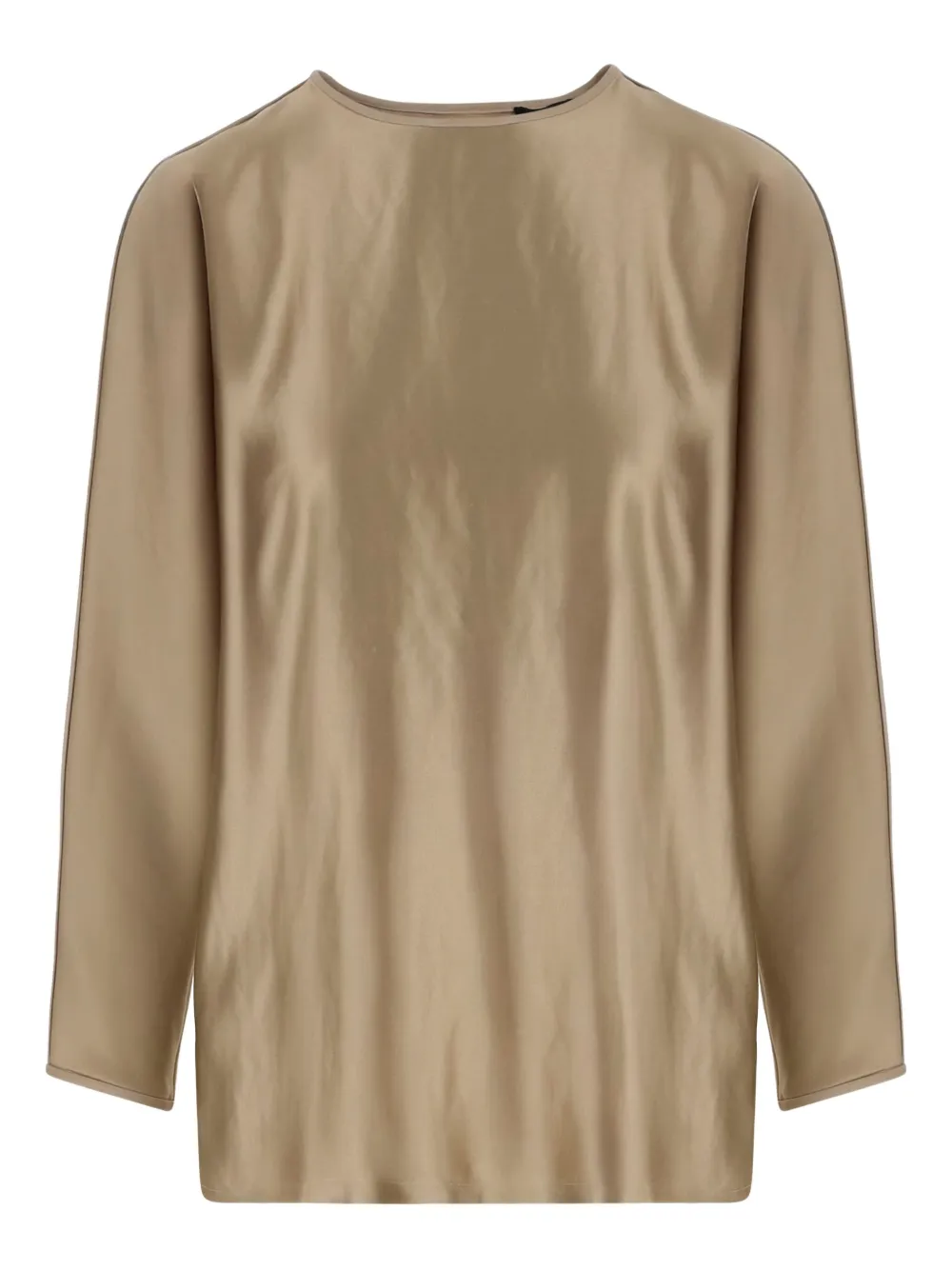 satin-finish long-sleeve top