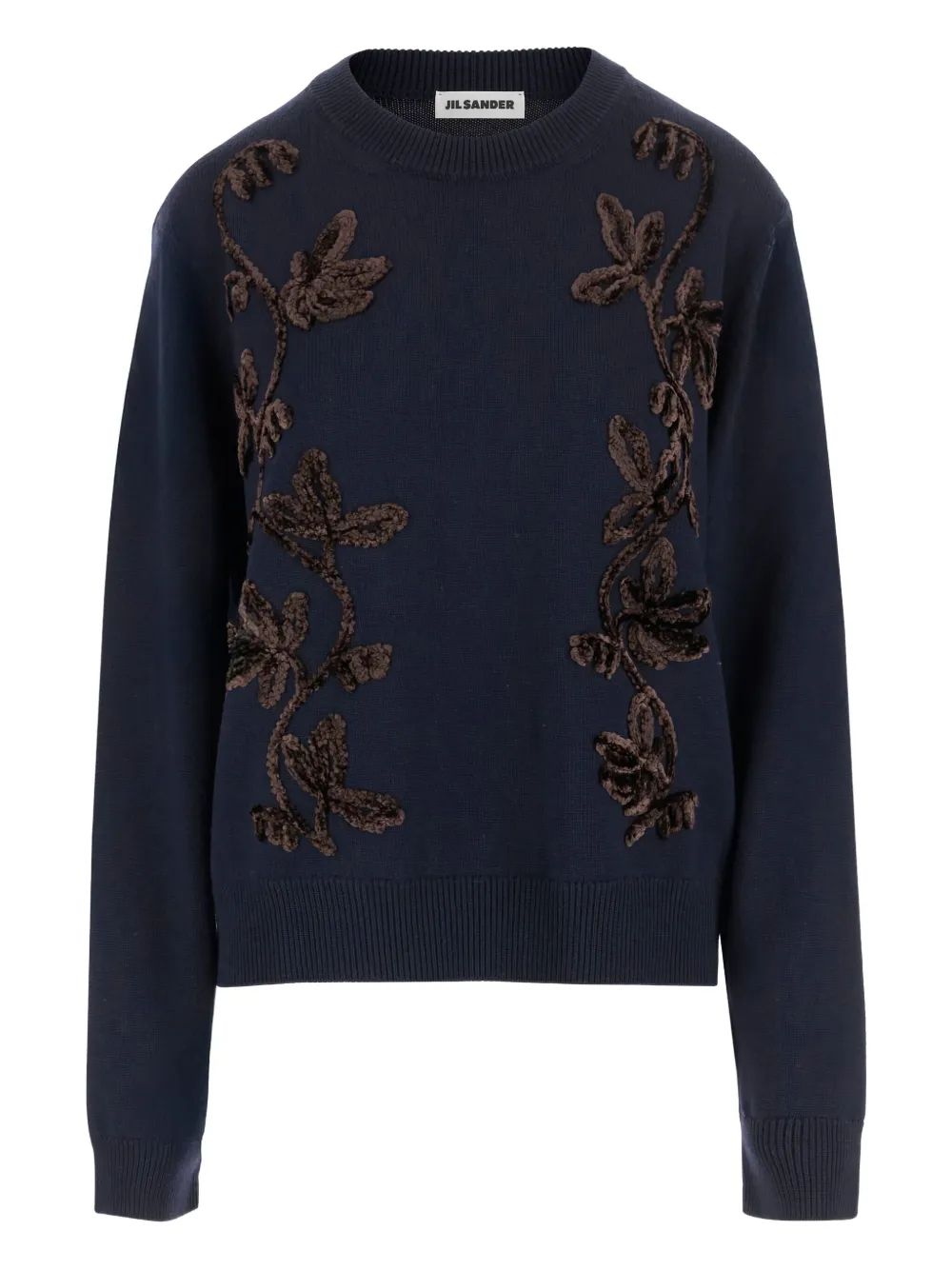 Jil Sander Trui met geborduurde bloemen Blauw